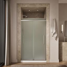 Kohler Pleat Frameless sliding shower door, 79-1/16'' H x 44-5/8 - 47-5/8'' W, with 5/16'' thick Frosted glass - Anodized Brushed Nickel - image 4