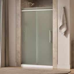 Kohler Pleat Frameless sliding shower door, 79-1/16'' H x 44-5/8 - 47-5/8'' W, with 5/16'' thick Frosted glass - Anodized Brushed Nickel - image 2