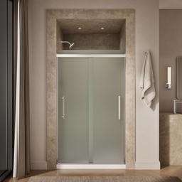 Kohler Pleat Frameless sliding shower door, 79-1/16'' H x 44-5/8 - 47-5/8'' W, with 5/16'' thick Frosted glass - Bright Polished Silver - image 4