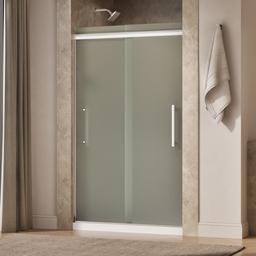 Kohler Pleat Frameless sliding shower door, 79-1/16'' H x 44-5/8 - 47-5/8'' W, with 5/16'' thick Frosted glass - Bright Polished Silver - image 2