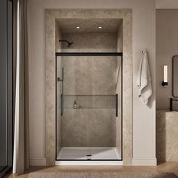 Kohler Pleat Frameless sliding shower door, 79-1/16'' H x 44-5/8 - 47-5/8'' W, with 5/16'' thick Crystal Clear glass - Matte Black - image 4