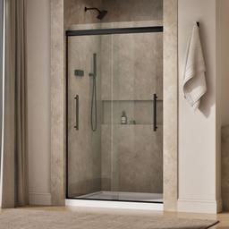 Kohler Pleat Frameless sliding shower door, 79-1/16'' H x 44-5/8 - 47-5/8'' W, with 5/16'' thick Crystal Clear glass - Matte Black - image 2