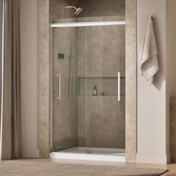 Kohler Pleat Frameless sliding shower door, 79-1/16'' H x 44-5/8 - 47-5/8'' W, with 5/16'' thick Crystal Clear glass - Bright Polished Silver - image 2