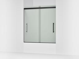 Kohler Pleat Frameless sliding bath door, 63-9/16'' H x 54-5/8 - 59-5/8'' W, with 5/16'' thick Frosted glass - Matte Black - image 1