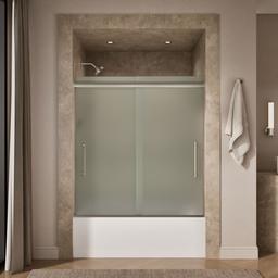 Kohler Pleat Frameless sliding bath door, 63-9/16'' H x 54-5/8 - 59-5/8'' W, with 5/16'' thick Frosted glass - Anodized Brushed Nickel - image 4