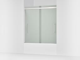 Kohler Pleat Frameless sliding bath door, 63-9/16'' H x 54-5/8 - 59-5/8'' W, with 5/16'' thick Frosted glass - Bright Polished Silver - image 1