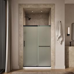 Kohler Elate Sliding shower door, 70-1/2'' H x 44-1/4 - 47-5/8'' W, with 1/4'' thick Frosted glass - Matte Black - image 4