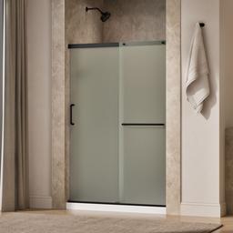 Kohler Elate Sliding shower door, 70-1/2'' H x 44-1/4 - 47-5/8'' W, with 1/4'' thick Frosted glass - Matte Black - image 2