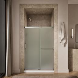 Kohler Elate Sliding shower door, 70-1/2'' H x 44-1/4 - 47-5/8'' W, with 1/4'' thick Frosted glass - Matte Nickel - image 4