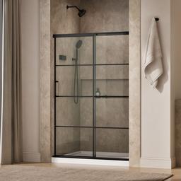 Kohler Elate Sliding shower door, 70-1/2'' H x 44-1/4 - 47-5/8'' W, with 1/4'' thick Crystal Clear glass with rectangular grille pattern - Matte Black - image 2