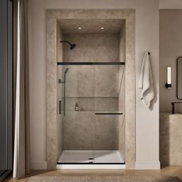 Kohler Elate Sliding shower door, 70-1/2'' H x 44-1/4 - 47-5/8'' W, with 1/4'' thick Crystal Clear glass - Matte Black - image 4