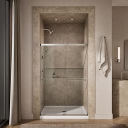 Kohler Elate Sliding shower door, 70-1/2'' H x 50-1/4 - 53-5/8'' W, with 1/4'' thick Crystal Clear glass - Matte Nickel - image 4