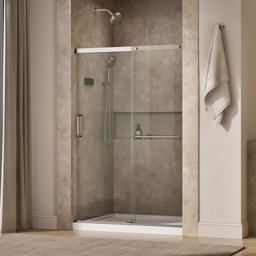 Kohler Elate Sliding shower door, 70-1/2'' H x 50-1/4 - 53-5/8'' W, with 1/4'' thick Crystal Clear glass - Matte Nickel - image 2