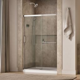Kohler Elate Sliding shower door, 70-1/2'' H x 44-1/4 - 47-5/8'' W, with 1/4'' thick Crystal Clear glass - Bright Silver - image 2