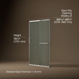 Kohler Elate Sliding shower door, 70-1/2'' H x 50-1/4 - 53-5/8'' W, with 1/4'' thick Frosted glass - Bright Silver - image 3