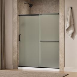 Kohler Elate Sliding shower door, 70-1/2'' H x 56-1/4 - 59-5/8'' W, with 1/4'' thick Frosted glass - Matte Black - image 2