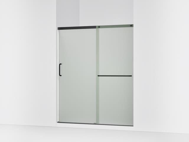 Kohler Elate Sliding shower door, 70-1/2'' H x 56-1/4 - 59-5/8'' W, with 1/4'' thick Frosted glass - Matte Black