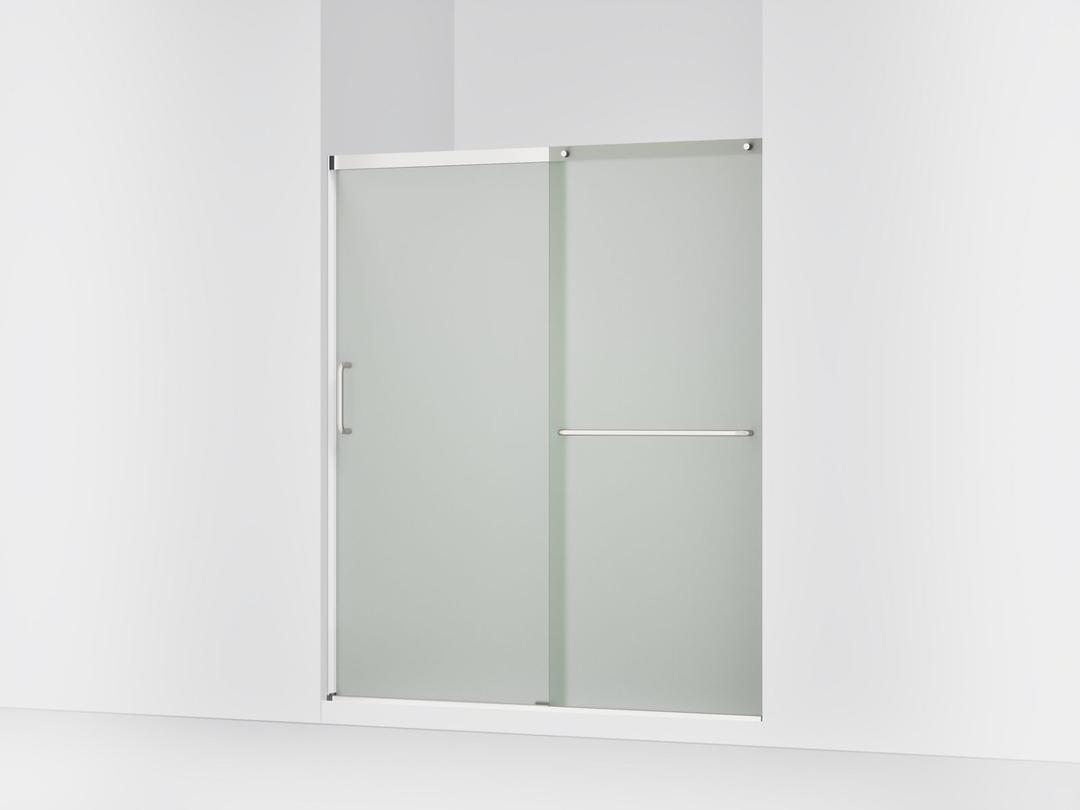 Kohler Elate Sliding shower door, 70-1/2'' H x 56-1/4 - 59-5/8'' W, with 1/4'' thick Frosted glass - Bright Silver by Kohler