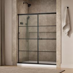 Kohler Elate Sliding shower door, 70-1/2'' H x 56-1/4 - 59-5/8'' W, with 1/4'' thick Crystal Clear glass with rectangular grille pattern - Matte Black - image 2