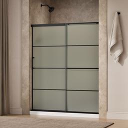 Kohler Elate Sliding shower door, 70-1/2'' H x 56-1/4 - 59-5/8'' W, with 1/4'' thick Frosted glass with rectangular grille pattern - Matte Black - image 2