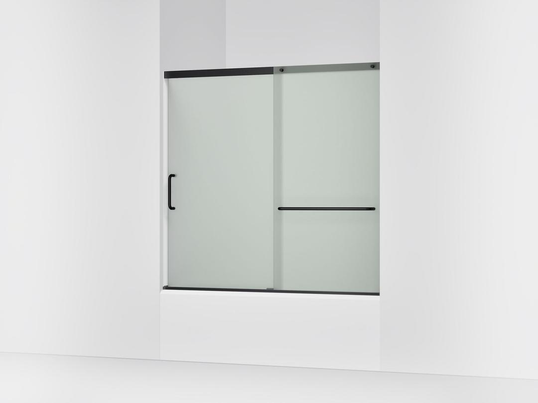 Kohler Elate Sliding bath door, 56-3/4'' H x 56-1/4 - 59-5/8'' W, with 1/4'' thick Frosted glass - Matte Black by Kohler
