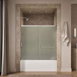 Kohler Elate Sliding bath door, 56-3/4'' H x 56-1/4 - 59-5/8'' W, with 1/4'' thick Frosted glass - Bright Silver - image 3