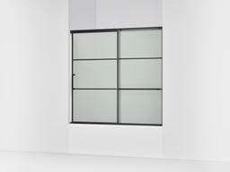 Kohler Elate Sliding bath door, 56-3/4'' H x 56-1/4 - 59-5/8'' W, with 1/4'' thick Frosted glass with rectangular grille pattern - Matte Black - image 1