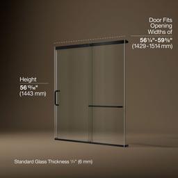 Kohler Elate 56-3/4'' H sliding bath door with 1/4''-thick glass - Matte Black - image 3