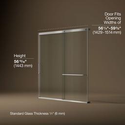 Kohler Elate 56-3/4'' H sliding bath door with 1/4''-thick glass - Matte Nickel - image 3