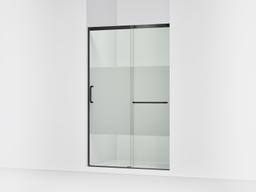 Kohler Elate Sliding shower door, 75-1/2'' H x 44-1/4 - 47-5/8'' W, with heavy 5/16'' thick Crystal Clear glass with privacy band - Matte Black - image 1