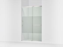 Kohler Elate Sliding shower door, 75-1/2'' H x 44-1/4 - 47-5/8'' W, with heavy 5/16'' thick Crystal Clear glass with privacy band - Bright Silver - image 1