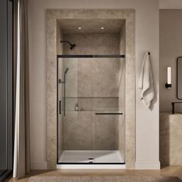 Kohler Elate Sliding shower door, 75-1/2'' H x 44-1/4 - 47-5/8'' W, with heavy 5/16'' thick Crystal Clear glass - Matte Black - image 4