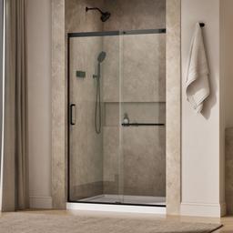 Kohler Elate Sliding shower door, 75-1/2'' H x 44-1/4 - 47-5/8'' W, with heavy 5/16'' thick Crystal Clear glass - Matte Black - image 2