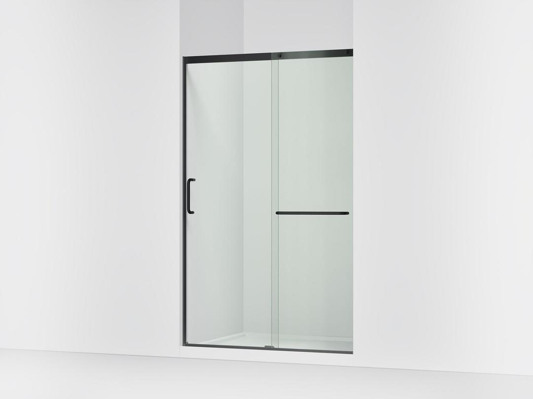 Kohler Elate Sliding shower door, 75-1/2'' H x 50-1/4 - 53-5/8'' W, with heavy 5/16'' thick Crystal Clear glass - Matte Black by Kohler