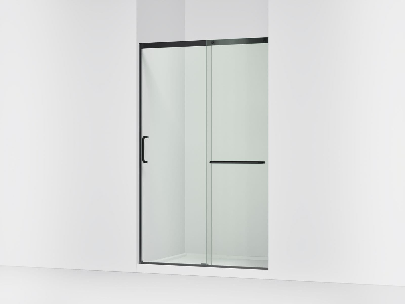 Kohler Elate Sliding shower door, 75-1/2'' H x 44-1/4 - 47-5/8'' W, with heavy 5/16'' thick Crystal Clear glass - Matte Black by Kohler