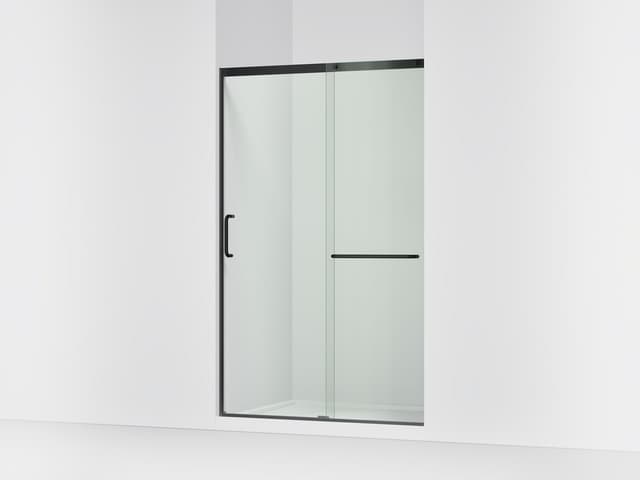 Kohler Elate Sliding shower door, 75-1/2'' H x 44-1/4 - 47-5/8'' W, with heavy 5/16'' thick Crystal Clear glass - Matte Black