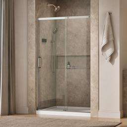 Kohler Elate Sliding shower door, 75-1/2'' H x 44-1/4 - 47-5/8'' W, with heavy 5/16'' thick Crystal Clear glass - Matte Nickel - image 2