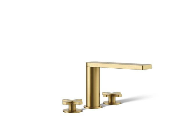 Kohler Composed Deck-mount bath faucet with cross handles - Vibrant Brushed Moderne Brass