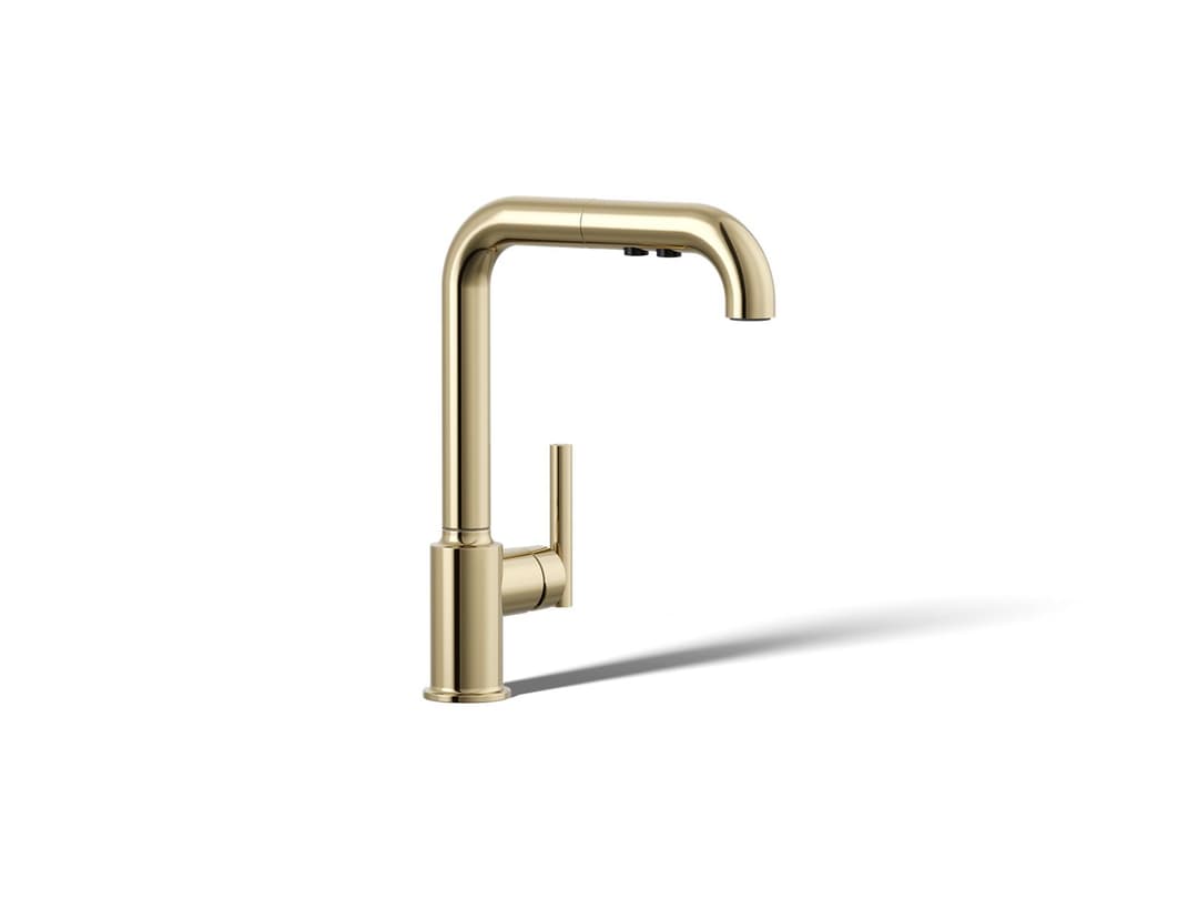 Kohler | Purist | Pull Out Kitchen Faucet - Vibrant French Gold by Kohler