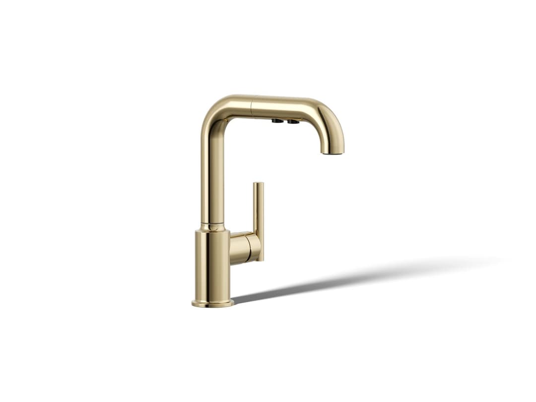 Kohler | Purist | Pull Out Kitchen Faucet - Vibrant French Gold by Kohler