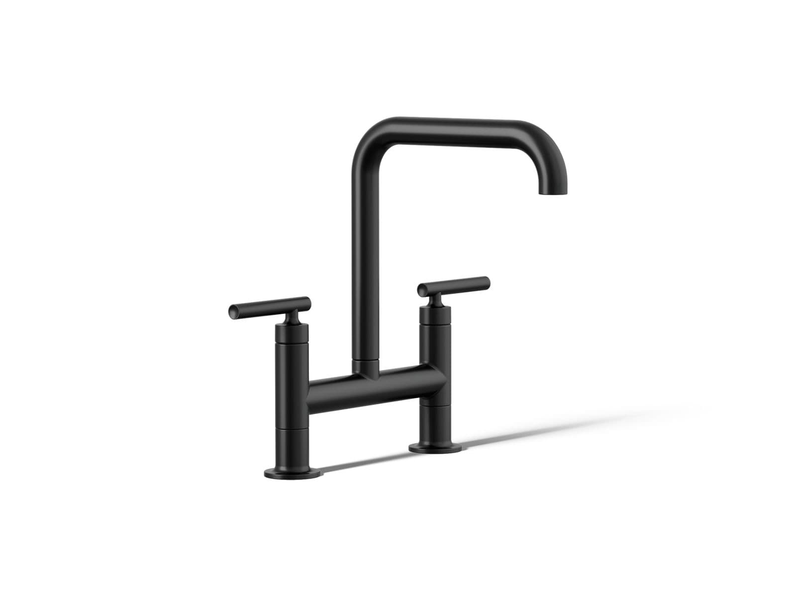 Kohler Purist Two-hole bridge kitchen sink faucet - Matte Black by Kohler