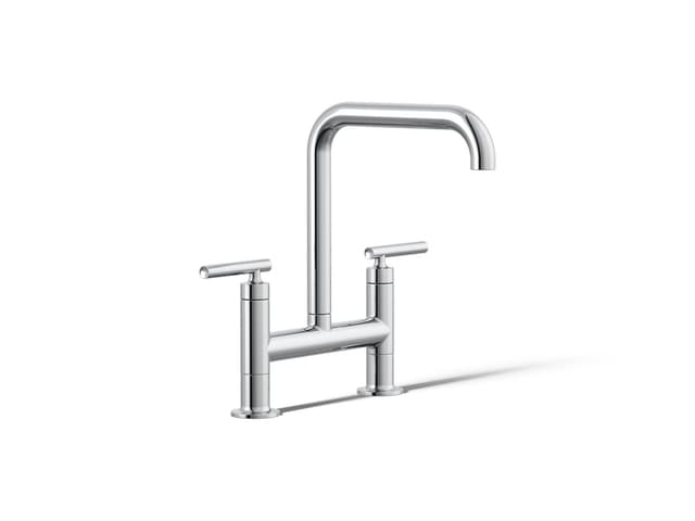 Kohler Purist Two-hole bridge kitchen sink faucet - Polished Chrome