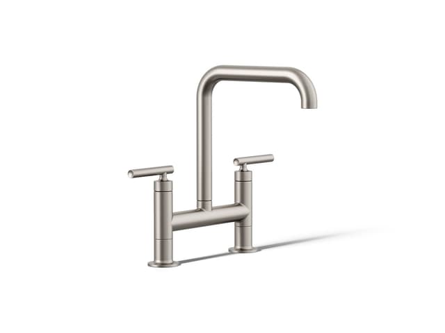 Kohler Purist Two-hole bridge kitchen sink faucet - Vibrant Stainless