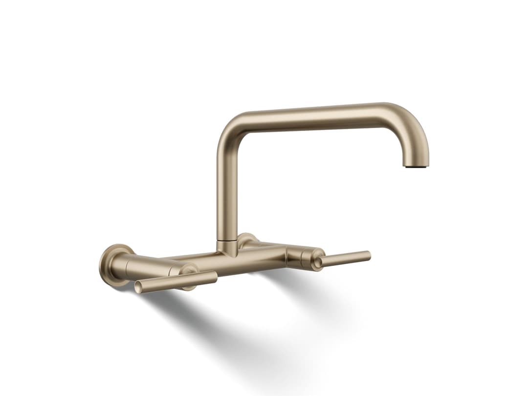 Kohler Purist Two-hole wall-mount bridge kitchen sink faucet - Vibrant Brushed Bronze by Kohler