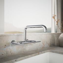 Kohler Purist Two-hole wall-mount bridge kitchen sink faucet - Polished Chrome - image 2