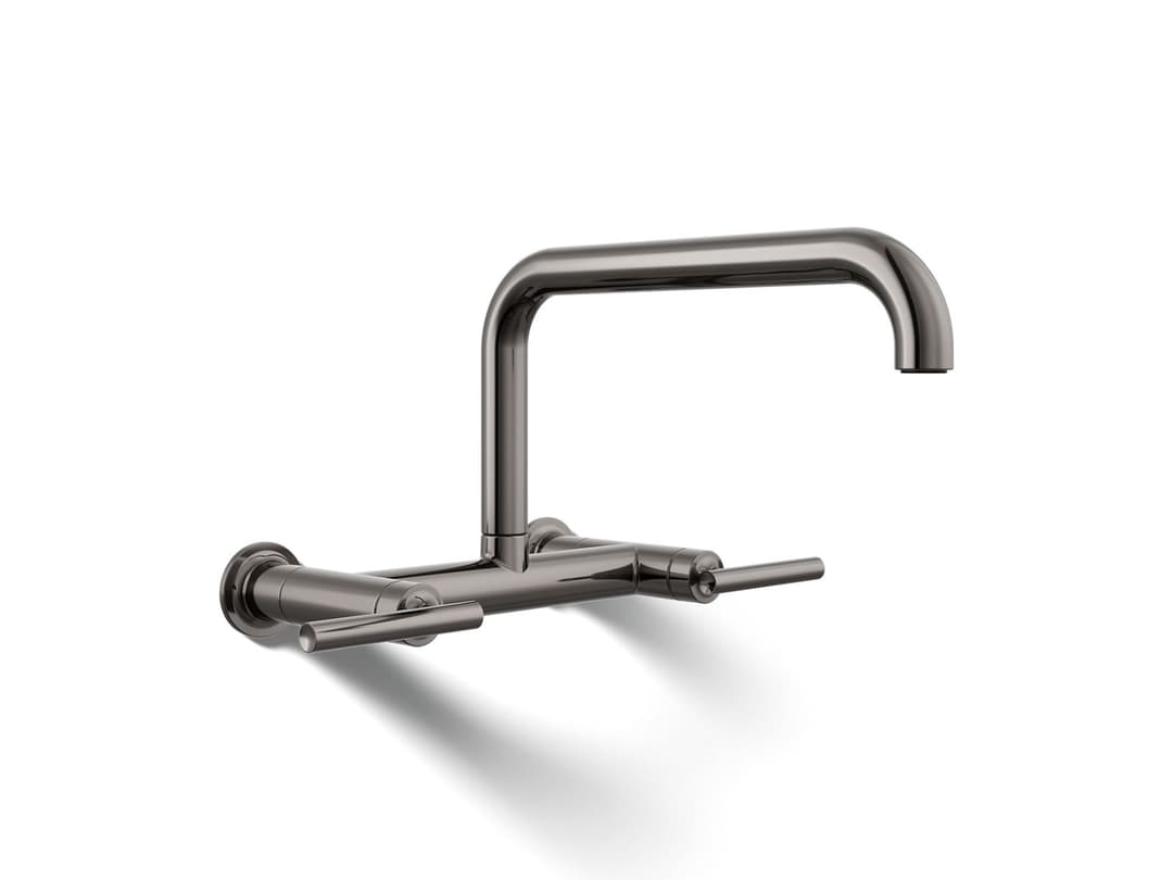 Kohler Purist Two-hole wall-mount bridge kitchen sink faucet - Vibrant Titanium by Kohler