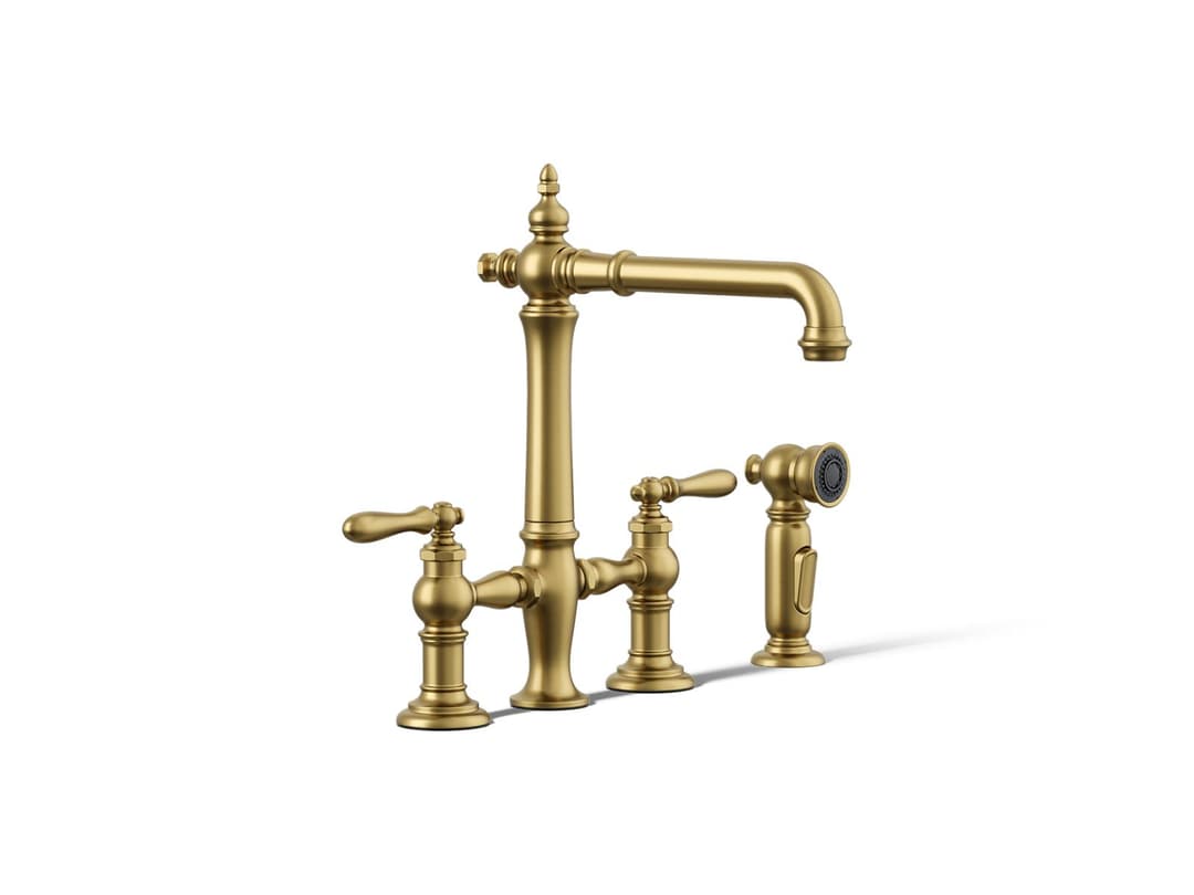 Kohler | Artifacts | Bridge Kitchen Faucet - Vibrant Brushed Moderne Brass by Kohler