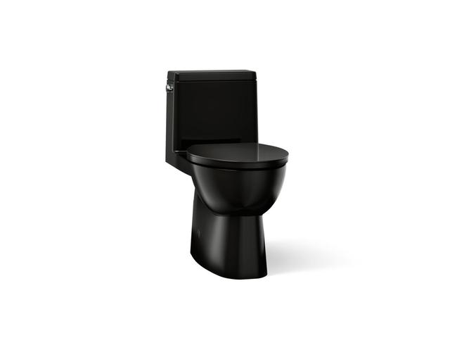 Reach One-piece compact elongated toilet with skirted trapway, 1.28 gpf