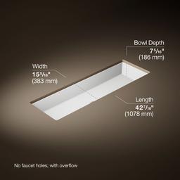 Verticyl 42-1/2'' rectangular undermount bathroom sink - image 3