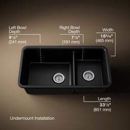 Kohler | Cairn | Drop In Kitchen Sink - Matte Black - image 3
